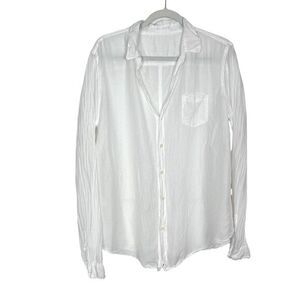CP Shades Top Womens Large White Semi-Sheer Long Sleeve Button Down Collared